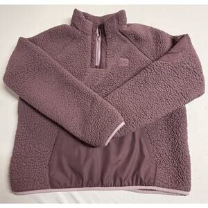 Under Armour Womens Large Purple Sweater / Sherpa Pullover 1/4 Zip Fleece Logo